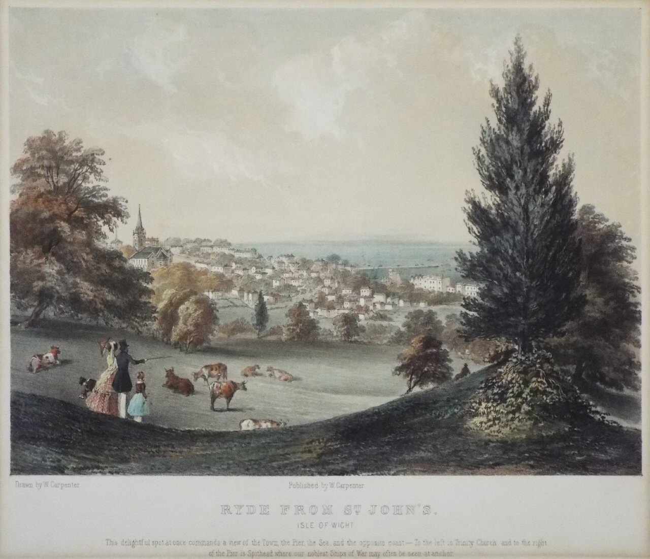 Lithograph - Ryde from St. John's. Isle of Wight.